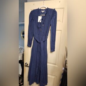 Karina Grimaldi Blue Ribbed Tie Front Sundress